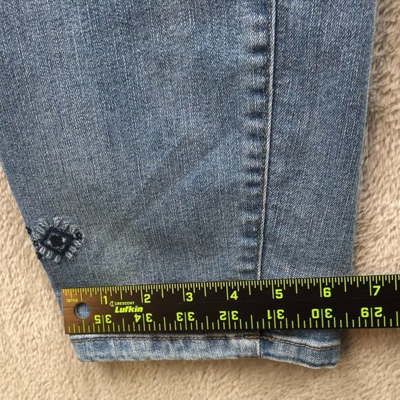 Christopher & Banks Womens Jeans Size 14 Skinny Leg Blue Denim Embroidered Y2K - Picture 8 of 16